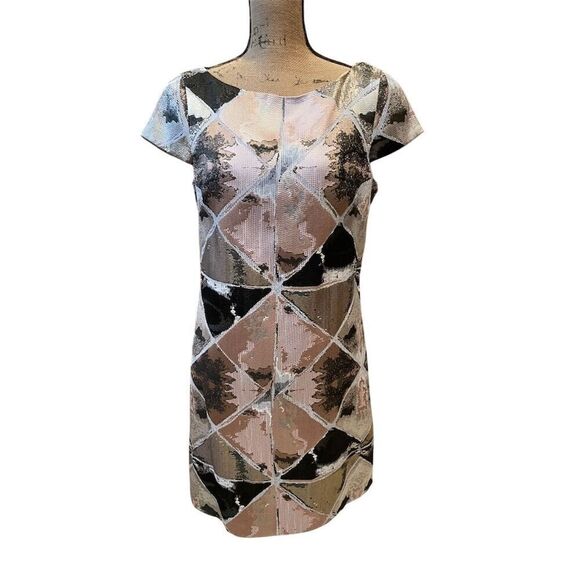 Vince Camuto Women's Geometric Jacquard Sheath Dress Size 12 Multicolor - Picture 1 of 12